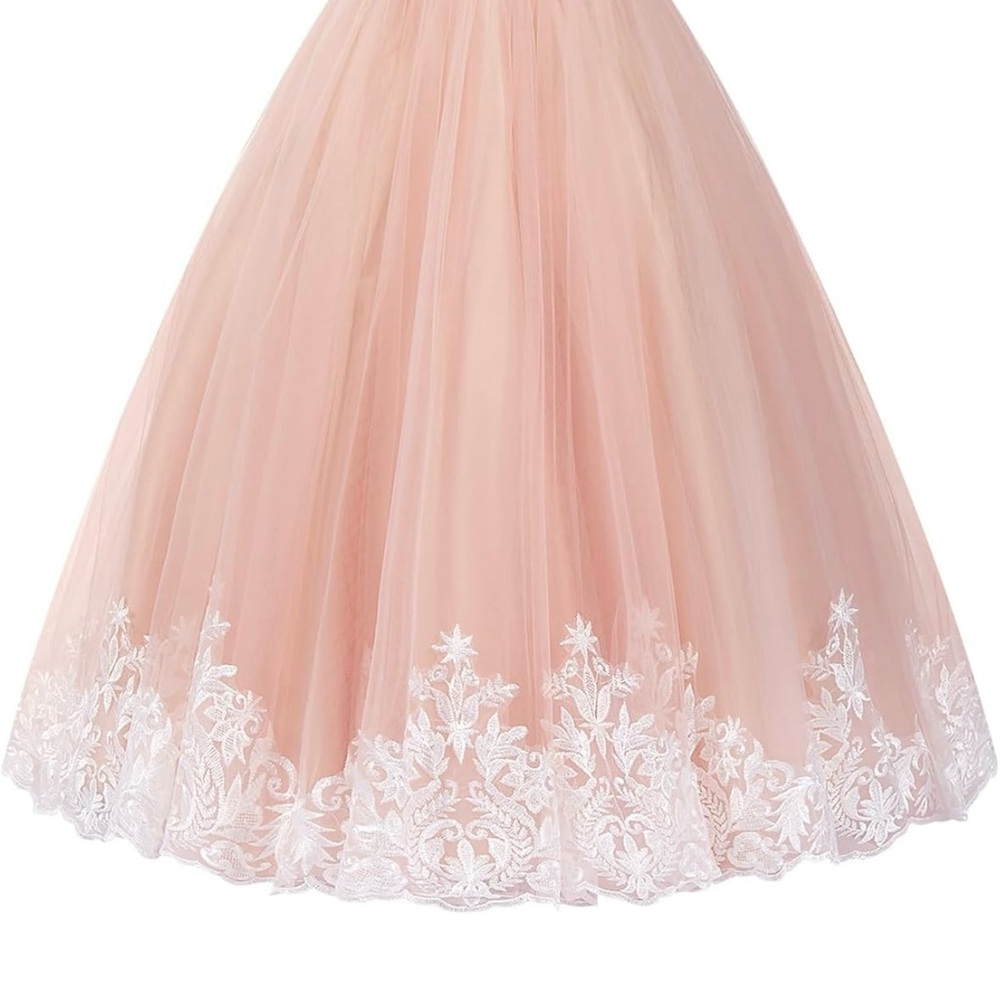 Blush Pink, White Lace, Flower Girl, Wedding Dress